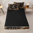 thumbnail image 4 of Catabedysis Personalized Letter Gifts Zipper Twin Comforter Sets with Fitted Sheet and 2 Pillowcases,Classic Cheetah Alphabet Z Zipper Bedding Set For Girls,Black Reversible,4 Pieces, 4 of 7