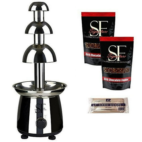 22" Entertainer Home Stainless Steel Chocolate Fountain with Chocolate (3.5 Lbs.)