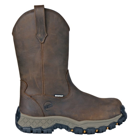 Hoss Men's 11" Waterproof Wellington Work Boot Composite Toe Brown 8 EE US