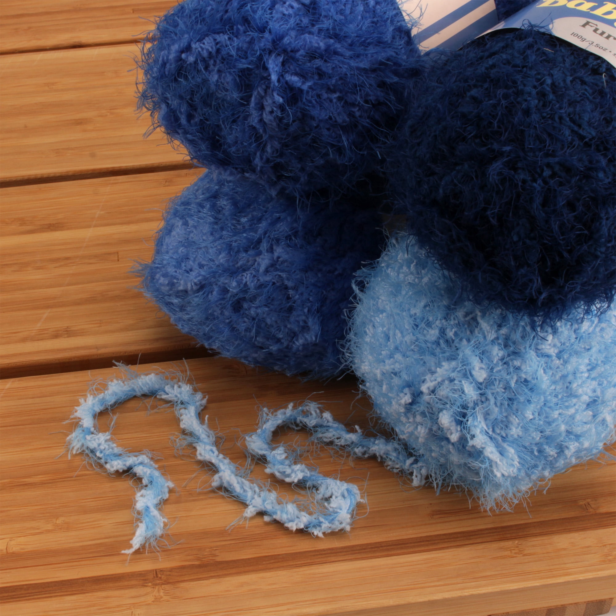 JubileeYarn Baby Bear Faux Fur Yarn - 100g/Skein Chunky Weight Polyester - Shades of Blue - 4 Skeins