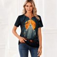 thumbnail image 4 of Halloween Witch Shirt Women V Neck T Shirt Funny Graphic Tee Tops Dark Gray 2XL, 4 of 6