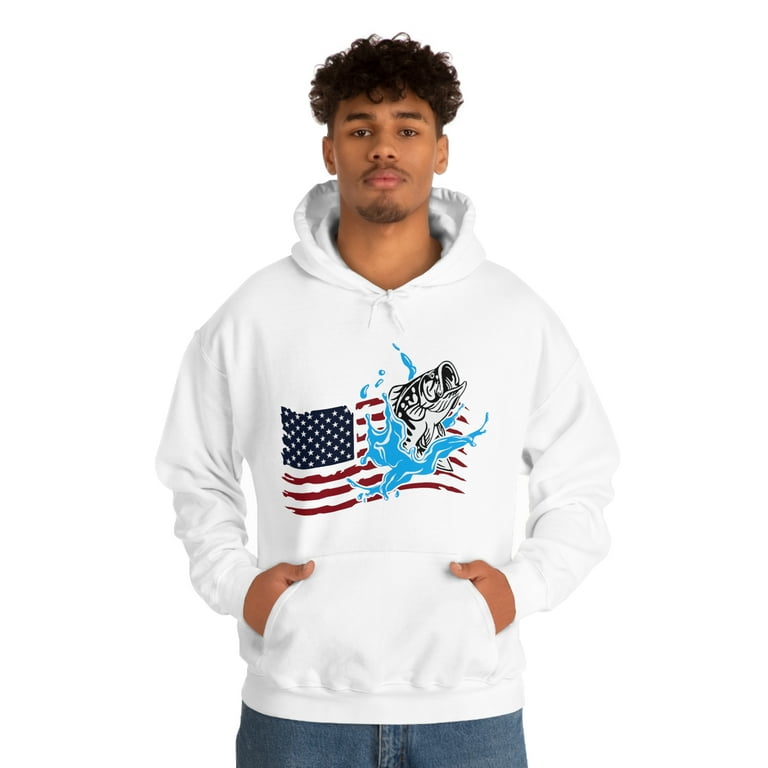 American Flag Fishing Unisex Heavy Blend™ Hooded Sweatshirt S,M,L,XL,2X,3X  