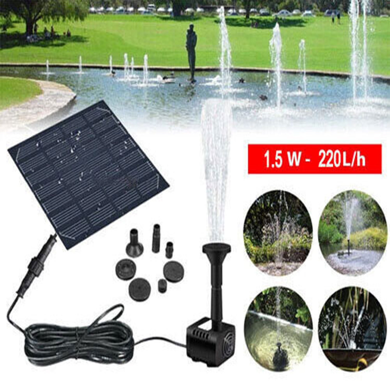 Aggxpf Solar Bird Bath Fountain Pump, Solar Panel Submersible Powered Pump with Tubing, Solar Powered Fountain Pump for Garden, Fish Tank