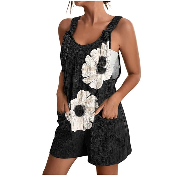 Cavosen Workout Jumpsuits for Women Plus Size Loose Jumpsuits Camisole Short Overalls with Pocket Print Summer Holiday Rompers