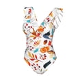 thumbnail image 2 of Picia Autumn Pumpkins Fall Leaves Blooming Jelly Womens Tummy Control Bathing Suits Slimming Ruffle Swimsuit One Piece Lace Swimwear-, 2 of 8