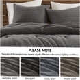 thumbnail image 5 of JERFIT King Size Waffle Weave Comforter Set, 3-Piece Oversized All Season Bedding, 100% Cotton, Charcoal Gray, 5 of 10