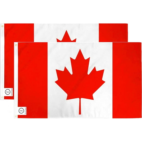 ByFloProducts, Pack of 2 Canadian Flag - 3'x5', Lightweight, Bright And Vivid Colors, Brass Grommets, Double Stitching, Canadian Pride