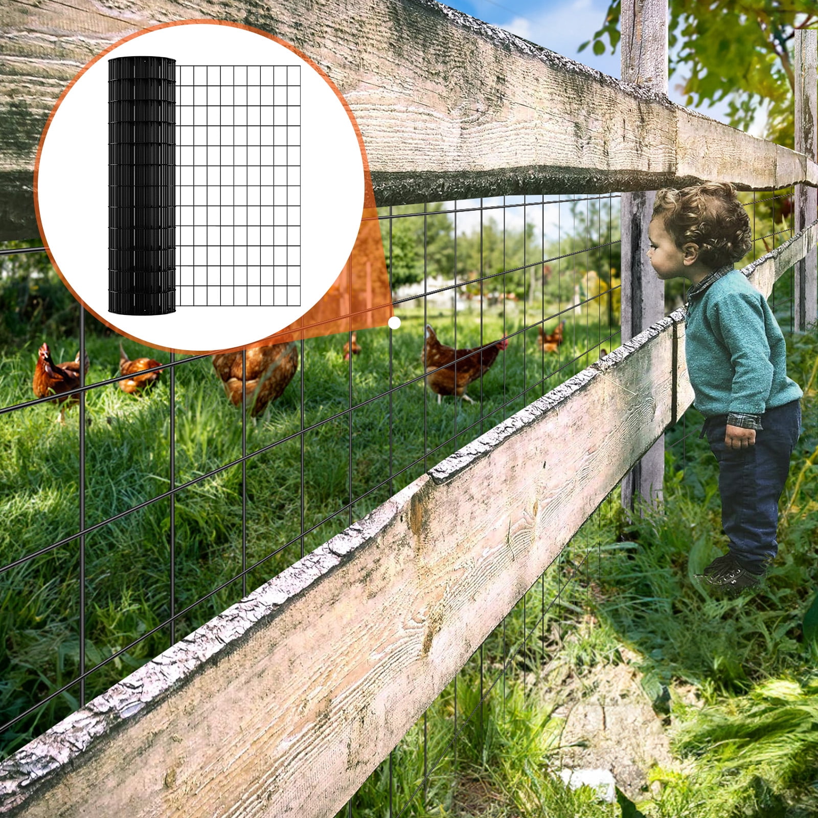 VEVOR Farm Fence Hardware Cloth, 36'' x 50' Galvanized Wire Mesh Roll, 16 Gauge Chicken Wire Fence Roll, Vinyl Coating Metal Wire Mesh for Chicken Coop Barrier, Poultry Enclosures