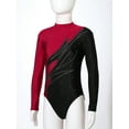 thumbnail image 5 of IEFIEL Girls Long Sleeve Dance Training Leotard Sparkle Glitters Gymnastics Workout Yoga Outfit Burgundy 8, 5 of 7
