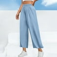 thumbnail image 2 of Up to 65% Off Womens Wide Leg Lounge Pants Sports High Waisted Elastic Pants Solid Color Loose Straight Leg Pants Light Blue L, 2 of 7