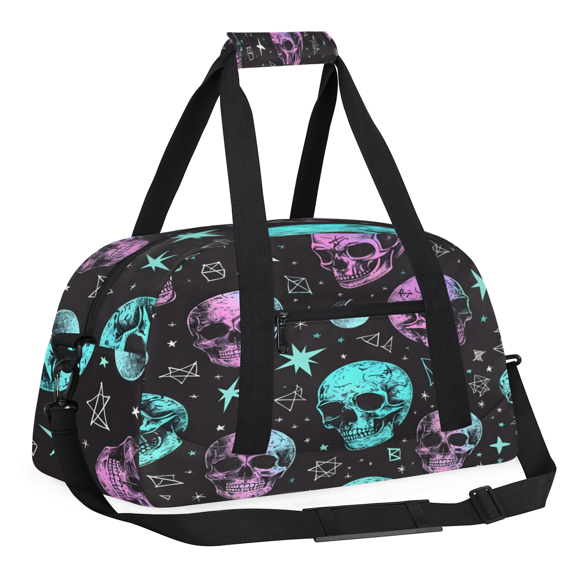 Herdesigns Skull Sports Duffle Bag for Women & Men, Skeleton Gym Bag Dance Bag Overnight Bag Carry On Weekender Travel Bag