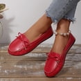 thumbnail image 5 of WAVSUF Women's Wide Width Loafers, Faux Leather Soft Sole Versatile Bow Casual Work Driving Shoes Red 7, 5 of 9