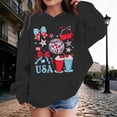thumbnail image 2 of Byoo Girl USA Graphic Hoodie 4th of July Long Sleeve Pullover Sweatshirt with Pocket,Black, 2 of 4