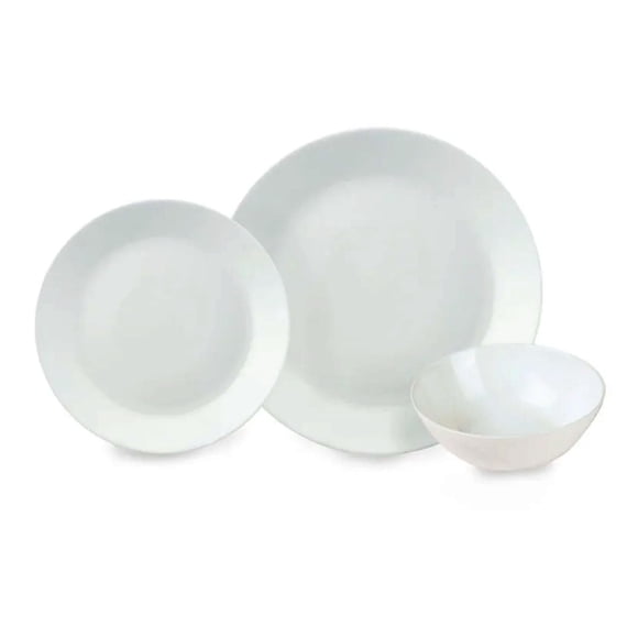 Vajilla Moderna De Opal Vidrio Templado Chefmaker Alta Resistencia Modelo Montreal De 12 Piezas Para 4 Personas Color Blanco
