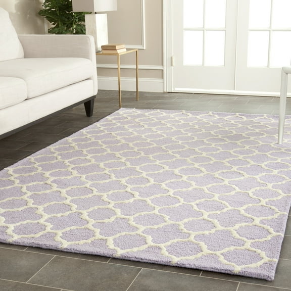 SAFAVIEH Cambridge Leonard Geometric Wool Area Rug, Lavender/Ivory, 4' x 6'