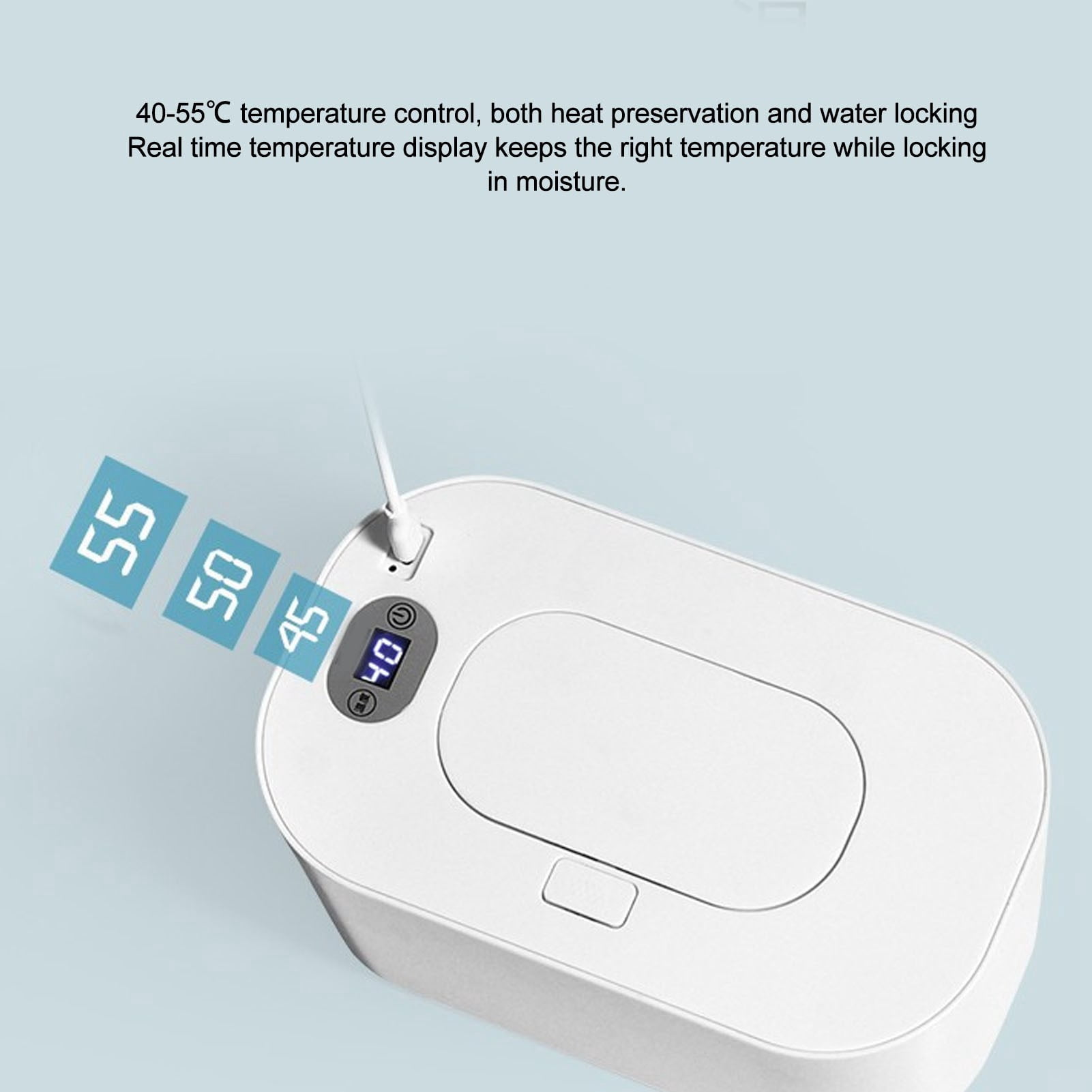 BIMZUC Wipes Warmer with Night Light, Constant Temperature Baby Wet Wipe Dispenser with Adjustable Temp, Portable USB Powered Large Capacity Moist Tissue Heater, White