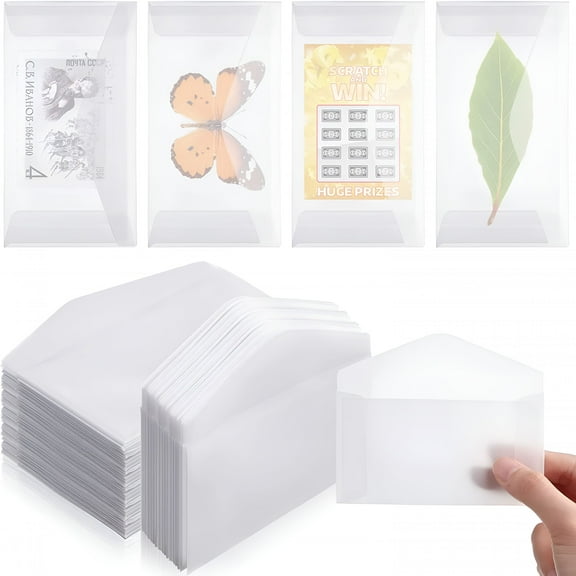 CCOCC 25pcs Glassine Envelopes Small Envelopes Mini Translucent Envelopes Glassine Bags Clear Envelopes for Stamps Badges
