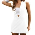 thumbnail image 2 of YHAJDS Sleeveless Round Neck Dress Solid Color Sporty Hooded Half Zip Tennis Mini Dress No Lining, 2 of 5
