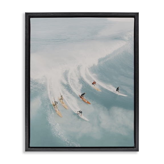 Stupell Industries Surfing Race Seascape People Photography Black Floater Framed Canvas Art Print Wall Art, 17 x 21