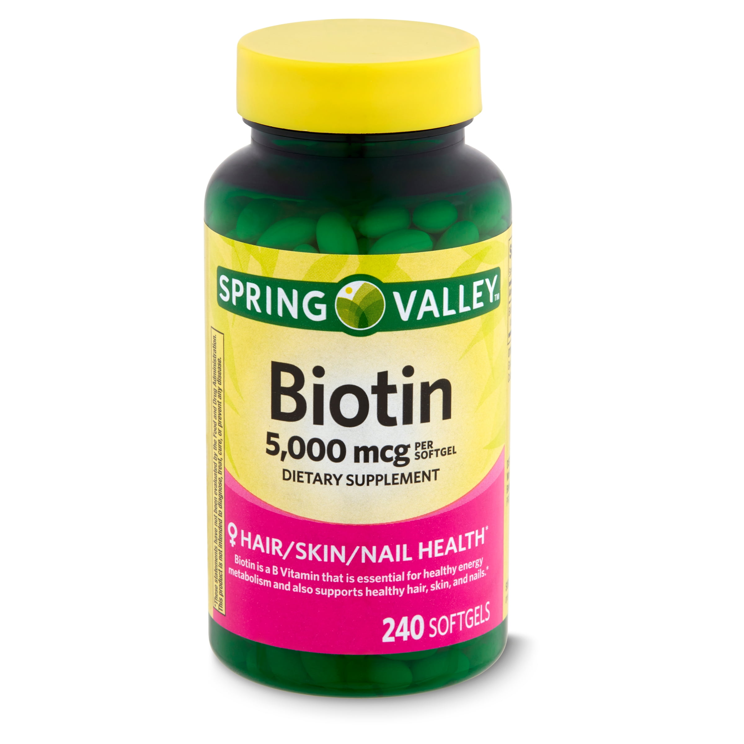 Spring Valley Biotin Dietary Supplement, 5,000 mcg, 240 count Walmart