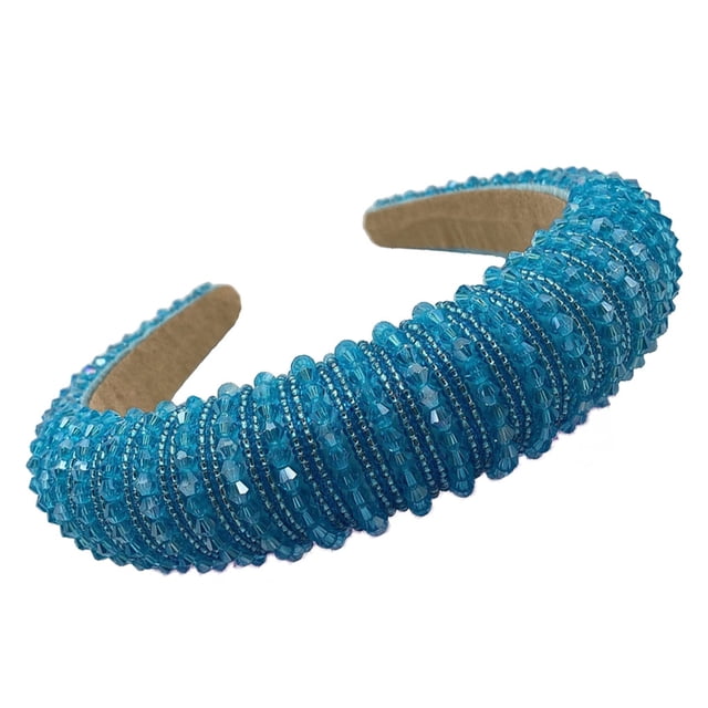 Minnieouse Diademas con cuentas de cristal con diamantes de imitación, tocado grueso de estilo barroco, accesorios de moda para el cabello, tocados para Accesorio para el cabello Cielo azul Minnieouse AP010970-21B