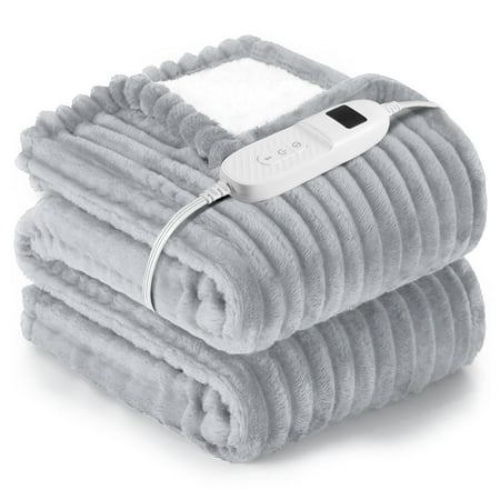 electric heated blanket twin size - 62"x84" heating blanket with 8 hours auto-off, 10 level over-heat protection, soft flannel