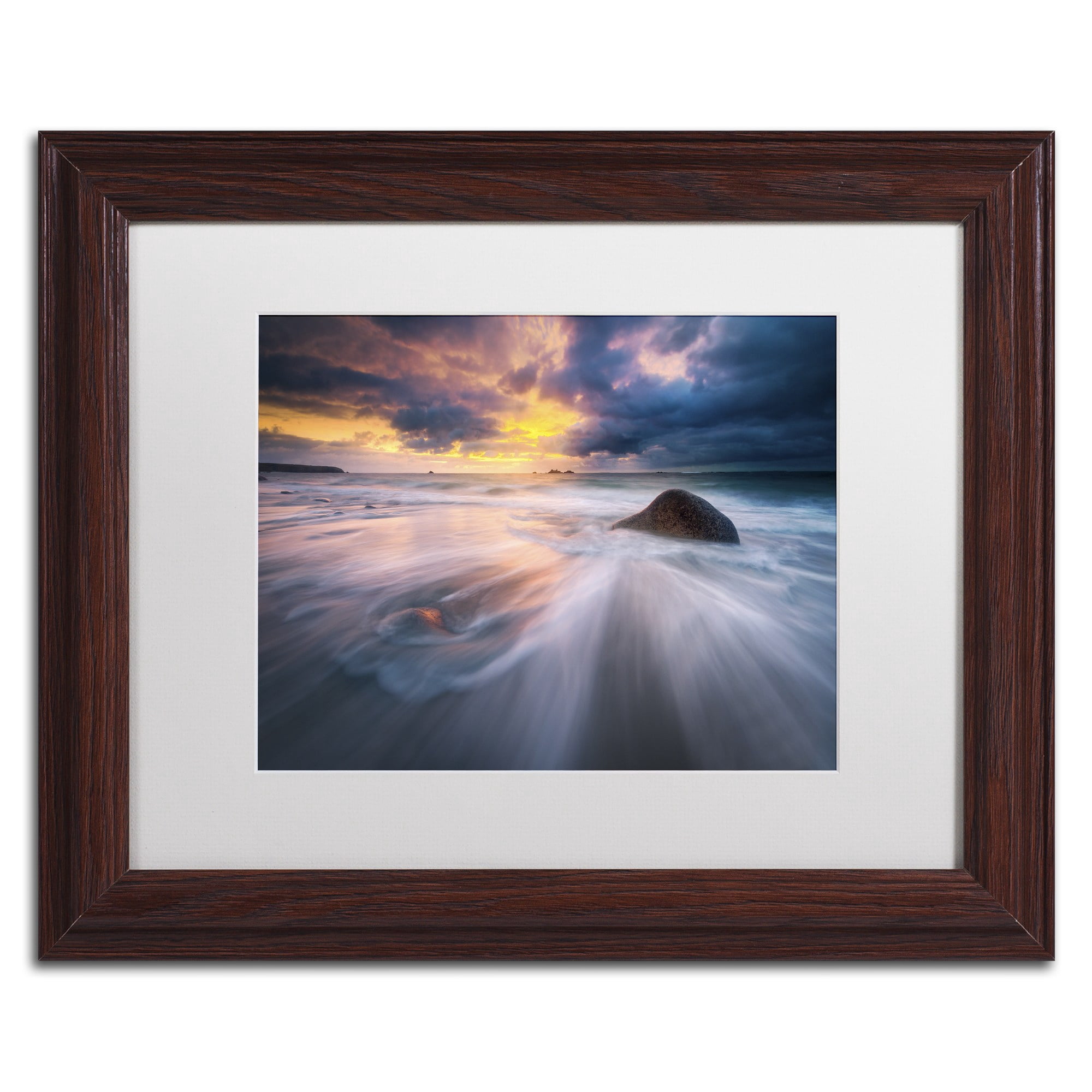 Trademark Fine Art "Ocean Painting" Canvas Art by Mathieu Rivrin, White Matte, Wood Frame