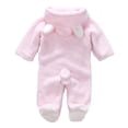 thumbnail image 6 of Winter Warm Newborn Baby Boy Girl Fleece Jumpsuit Hooded Romper Coat Outwear Pink 3-6 Months, 6 of 13