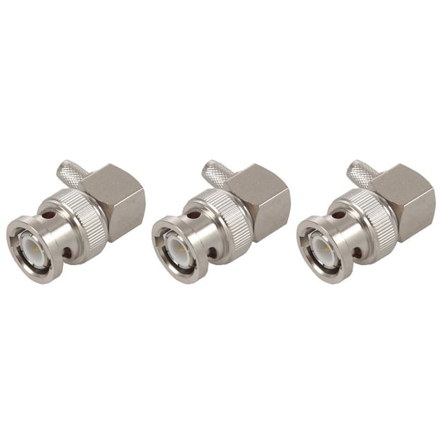 3X Enchufe Macho BNC En ángulo Recto Crimp para RG58 RG400 RFC195 Conector Adaptador Coaxial RF, Plateado