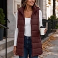 thumbnail image 6 of DISKEBUISS Women's Long Hooded Puffer Vest Sleeveless Quilted Mid-Length Padded Gilet with Pockets for Fall Winter, 6 of 8