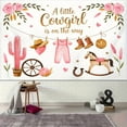 thumbnail image 2 of Cowgirl Baby Shower Backdrop A Little Cowgirl is on the Way Photography Background for Girl Pink Floral Cacti Western Rodeo Baby Shower Party Decorations Banner Supplies Photo Booth Props, 2 of 5