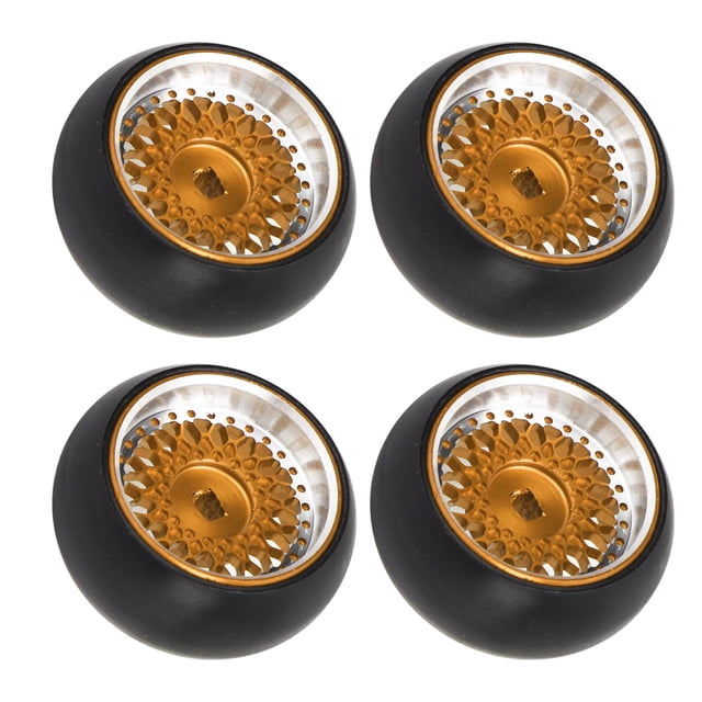 RC Drift Tire, Flexible 4 PCS Aluminum Alloy Plastic RC Replacement Drift Tires Slippy Surface For 1/28 RC Car