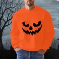 thumbnail image 2 of sususu Mens Halloween Pumpkin Face Graphic Sweatshirts Spooky Season Long Sleeve Crew Neck Pullover XXL, 2 of 5