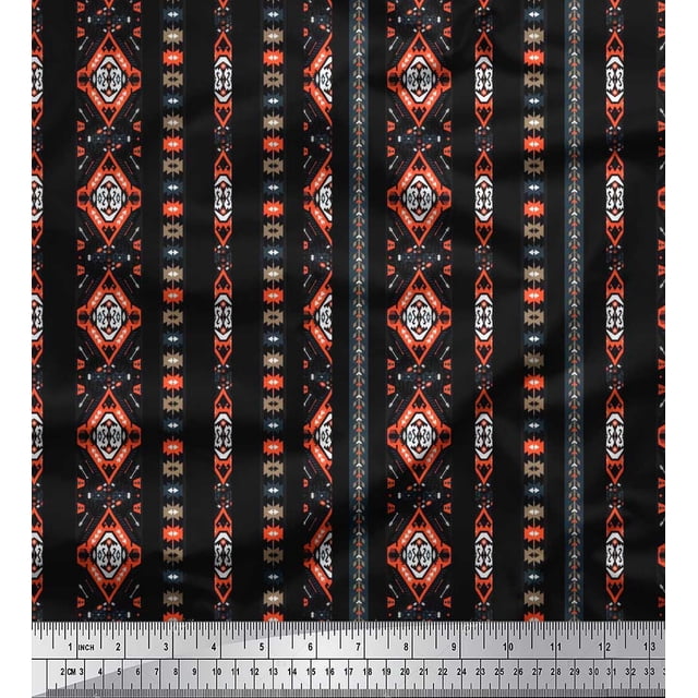 Soimoi Rayon Crepe Fabric Ikat Southwestern Fabric Prints by Yard 46 Inch Wide