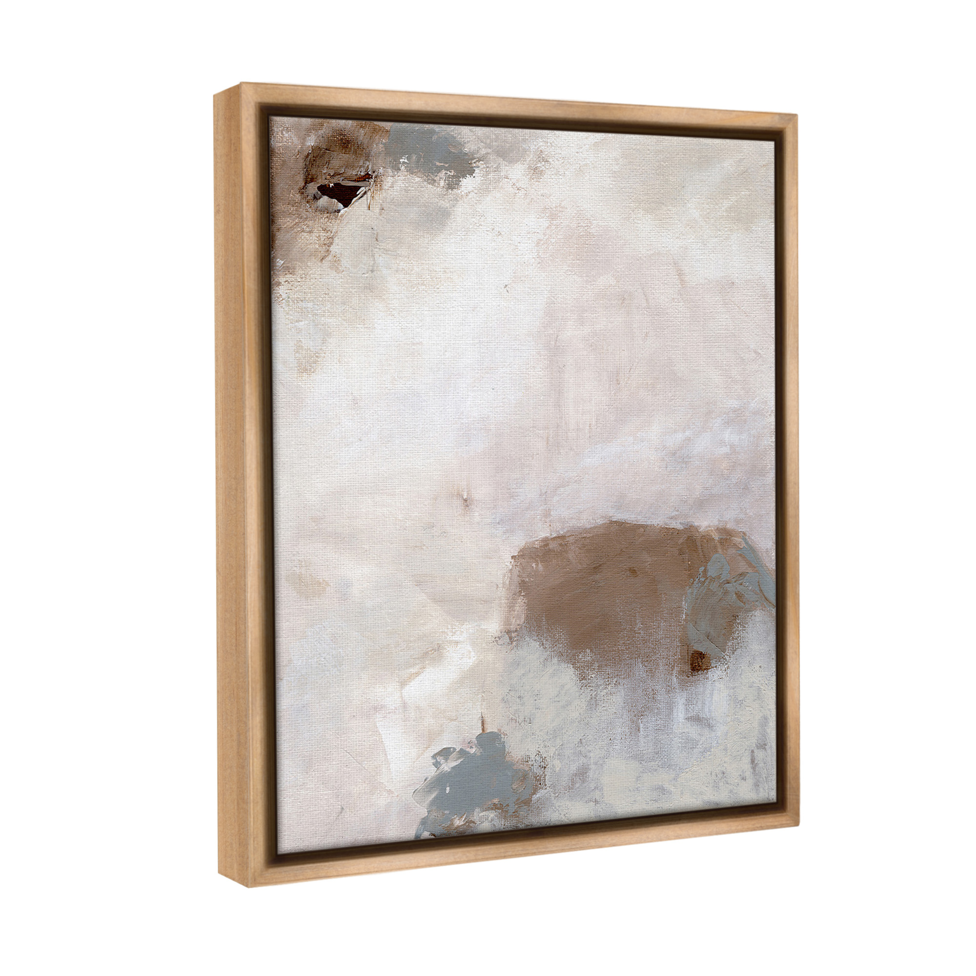 Stupell Industries Muted Neutral Painting Abstract Painting Brown Floater Framed Canvas Art Print Wall Art, 17 x 21