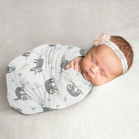 UPC: 0846480088714 | Sloth Pink and Grey Baby Swaddle Receiving Blanket by Sweet JoJo Designs