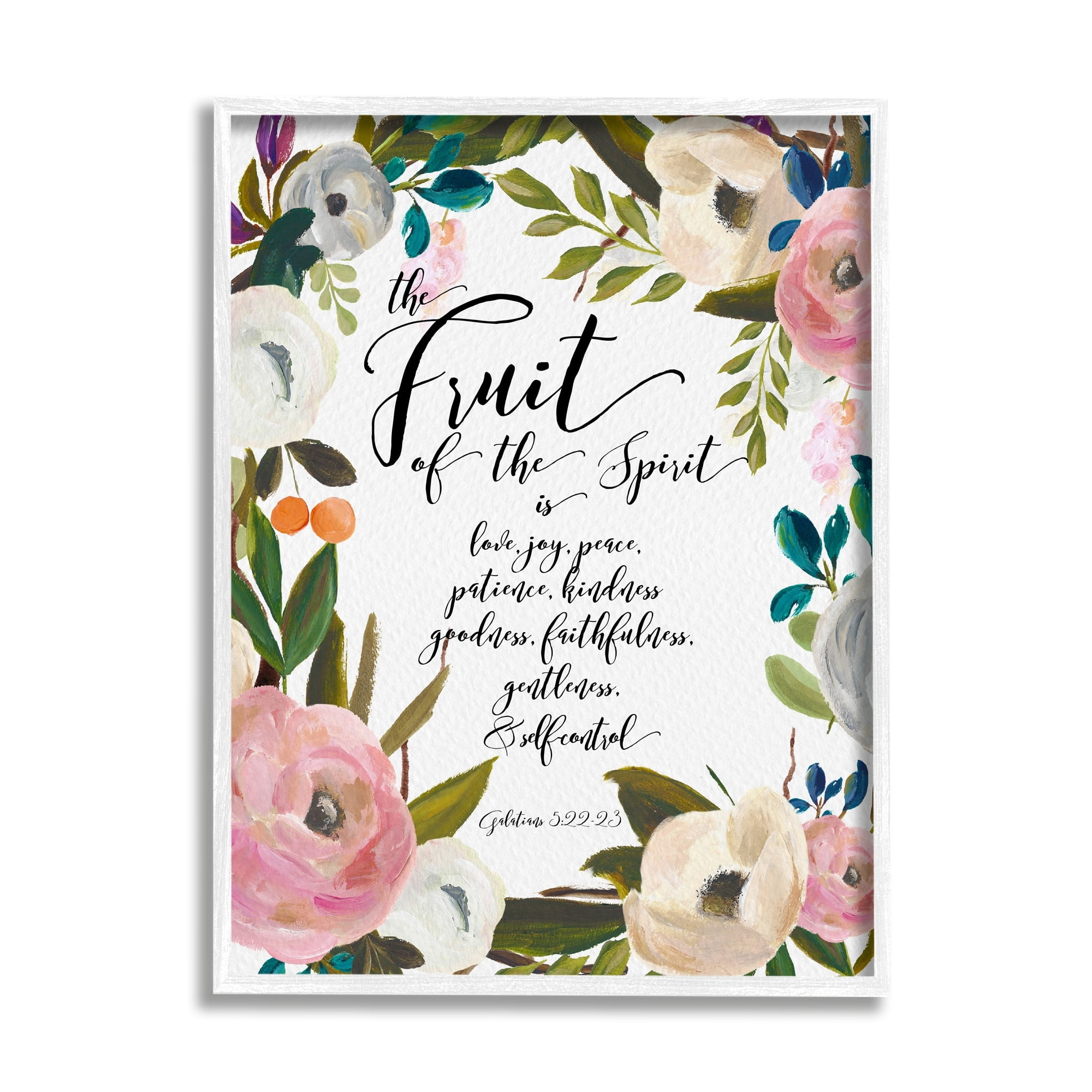 Stupell Industries Fruit of the Spirit Religious Faith Calligraphy Passage Framed Wall Art, 11 x 14, Design by Amy Brinkman