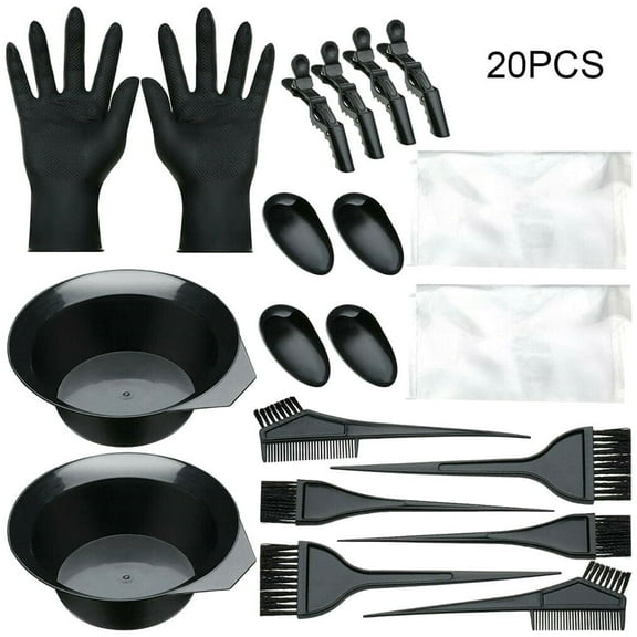 20Pcs Professional Salon Hair Coloring Dyeing Kit, Hair Dye Color Brush and Bowl Set, Mixing Bowl, Angled Comb and Brush, Hair Clips