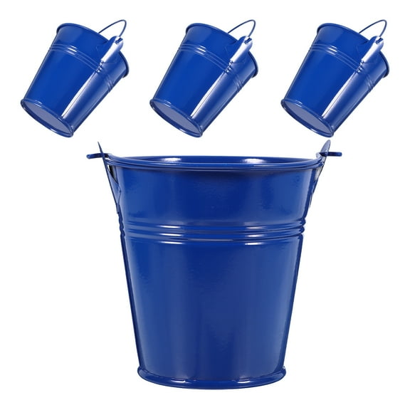 WRITWAA Durable Blue Iron Bucket for Home Decor, Multi-Function Flower Pot Holder, Garden Planter, Rustic Storage Container