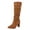 Brown, variant on RotHome Suede Knee High Boots for Women Wide Calf Cowgirl Pointed Toe Slouchy Stacked Heel Boots Zipper Tall Dress Boots Chunky Heel Extra Wide Width