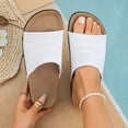 thumbnail image 2 of Rokment Cork Footbed Platform Slides Sandals for Women 2026 Summer Beach Vacation Comfortable Mesh Walking Flat Dress Slip on Slippers Wide Feet White Size 6.5, 2 of 7