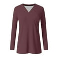 thumbnail image 5 of BLVB Womens T Shirts V Neck Long Sleeve Shirt Casual Tunic Tops Soft Solid Color Basic Tee Spring Fall Outfits, 5 of 5