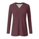thumbnail image 5 of Xuyuer Women's V-Neck Long Sleeve Slim Drape Hem Solid Color Casual Blouse, Flowy T-Shirt Top for Business Casual, Dinner Dates and Elegant Daily Fashion, 5 of 5