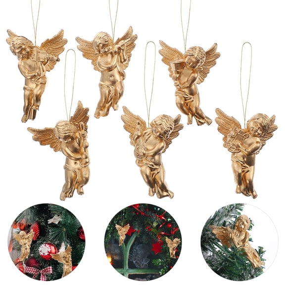 OFFIGAM 24Pcs Elegant Christmas Ornaments Golden Angel Craft Decorative Tree Decor for School