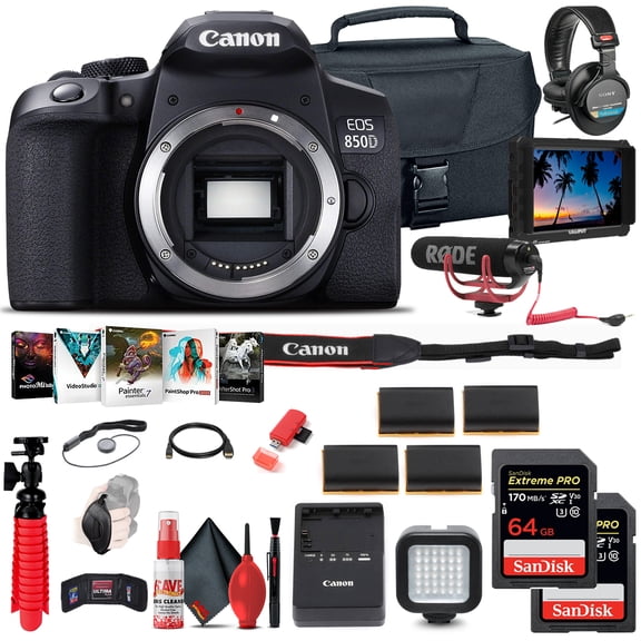 Canon EOS Rebel 850D / T8i DSLR Camera (Body Only) 4K Monitor Mic More (International Version)