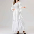 thumbnail image 4 of ZQUUVOU Women Medieval Retro Dress Victorian Dresses Ladies Peasant Gothic Witch Wedding Dress Outwear White, 4 of 7