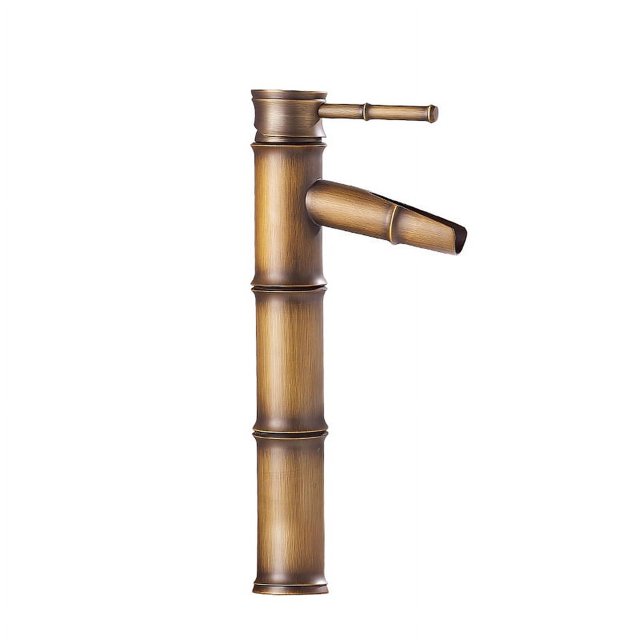 Mezclador de cocina de bambú de cobre lleno de bronce antiguo vintage, grifo de baño para Hotel, grifo de lavabo, cobre, 3 juntas rompen la boca