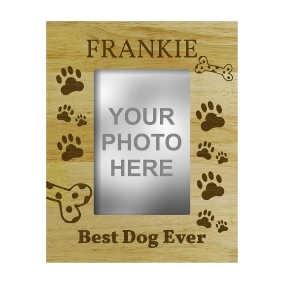 Personalized Dog Memorial Engraved Wood Picture Frame 4 x 6 Inches Horizontal - Custom Message