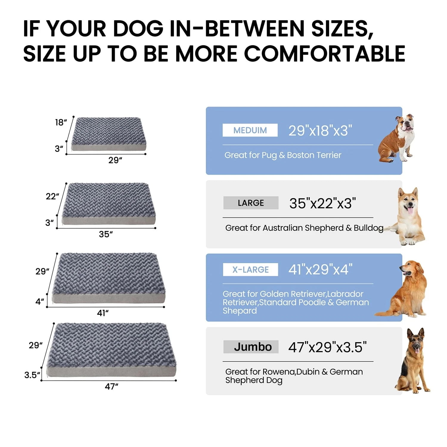 WATANIYA PET Memory Foam Soft Rose Plush Dog Bed, Non Slip Bottom, Washable Pet Bed Mattress, Grey