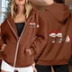 thumbnail image 2 of WILLBEST Sudadera Deportiva para Mujer Ladies' Christmas Printed Zipper Long Sleeved Pocket Adjuststring Casual Hooded Sweatshirt 1884 XXX-Grande, 2 of 8
